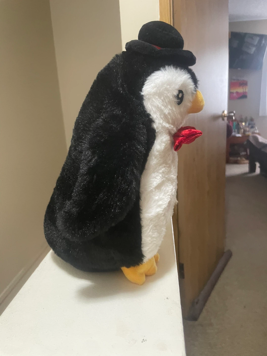 Plush Penguin with Red Bowtie and Hat - photo 3