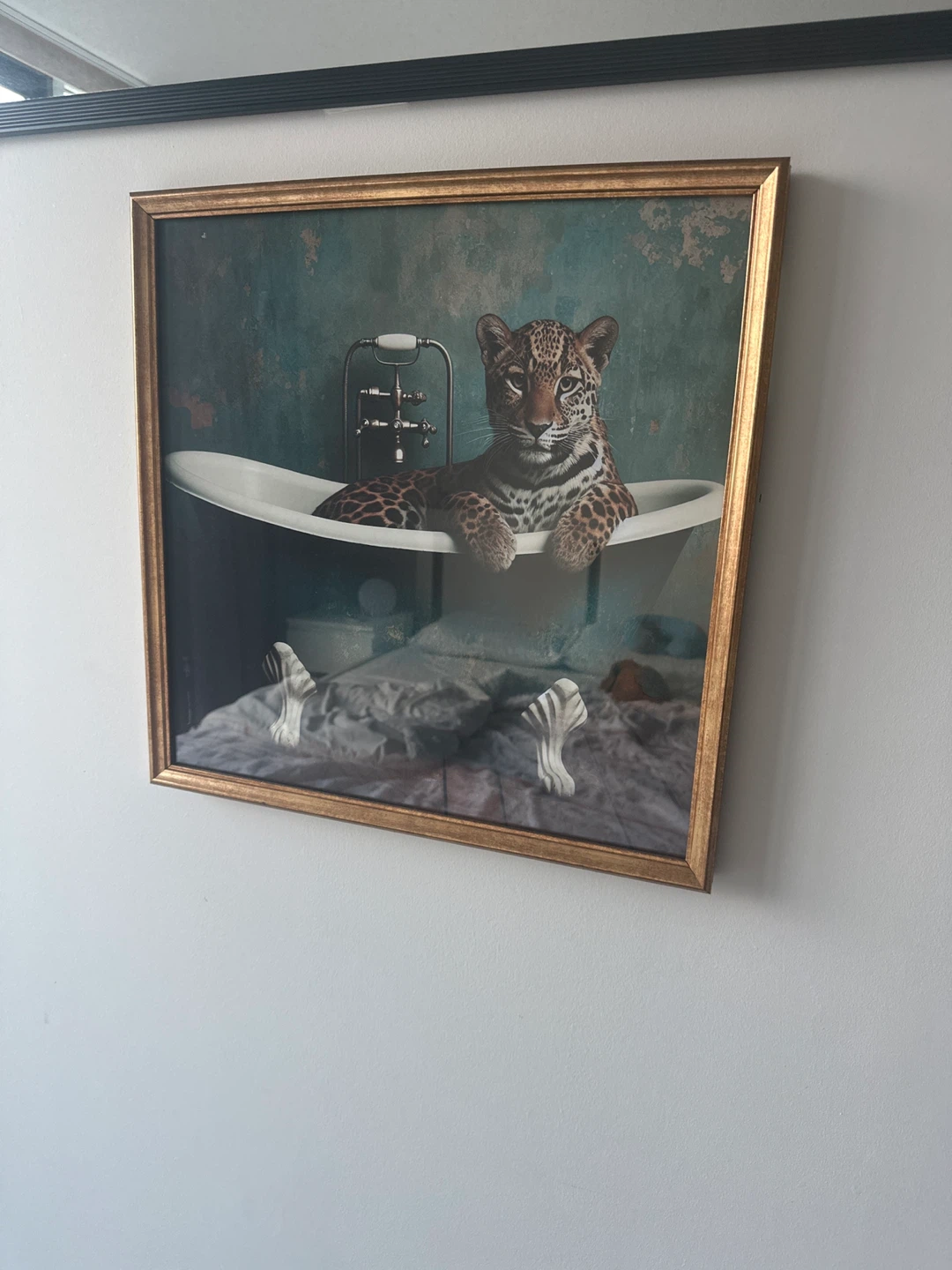 Framed Wall Art - Leopard in Bathtub
