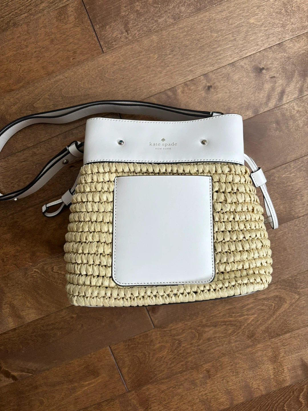Kate Spade Straw Bucket Bag with White Leather Trim - photo 3
