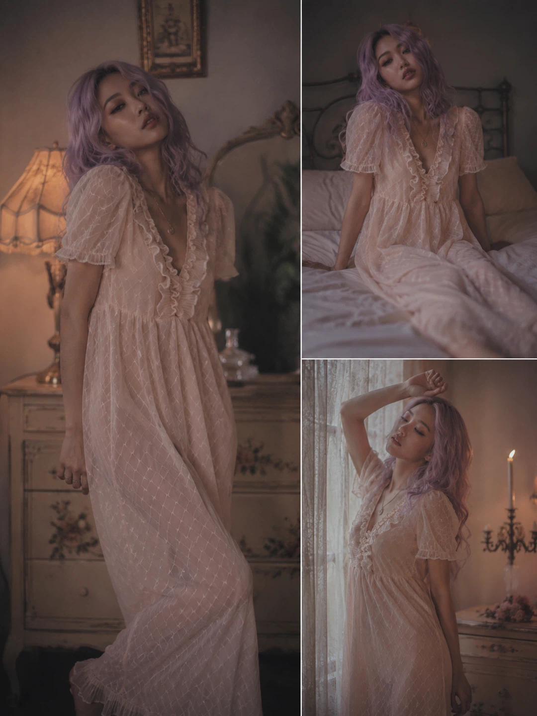 Vintage Pink Nightgown with Ruffles