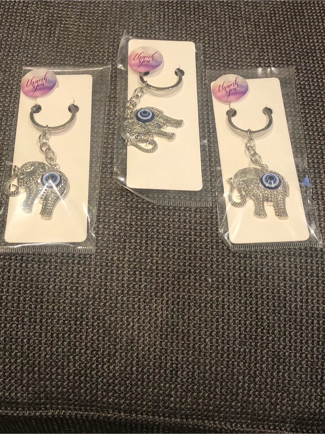 Elephant Evil Eye Keychain Set (3 pcs)