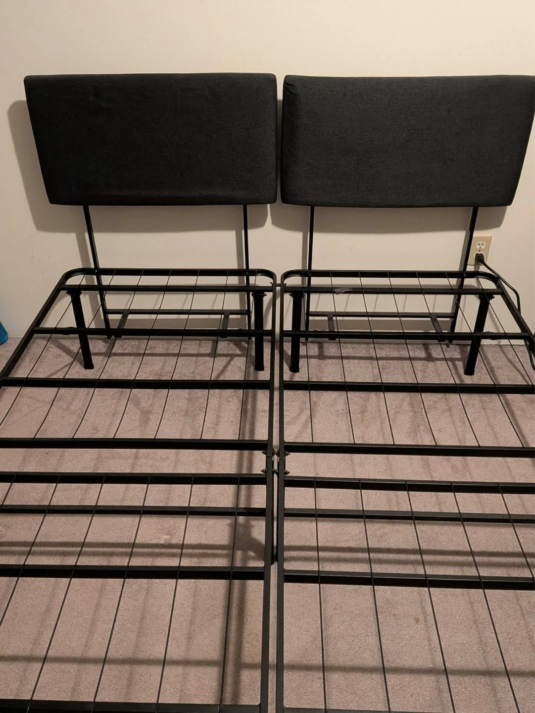 Black Metal Bed Frame with Two Headboards