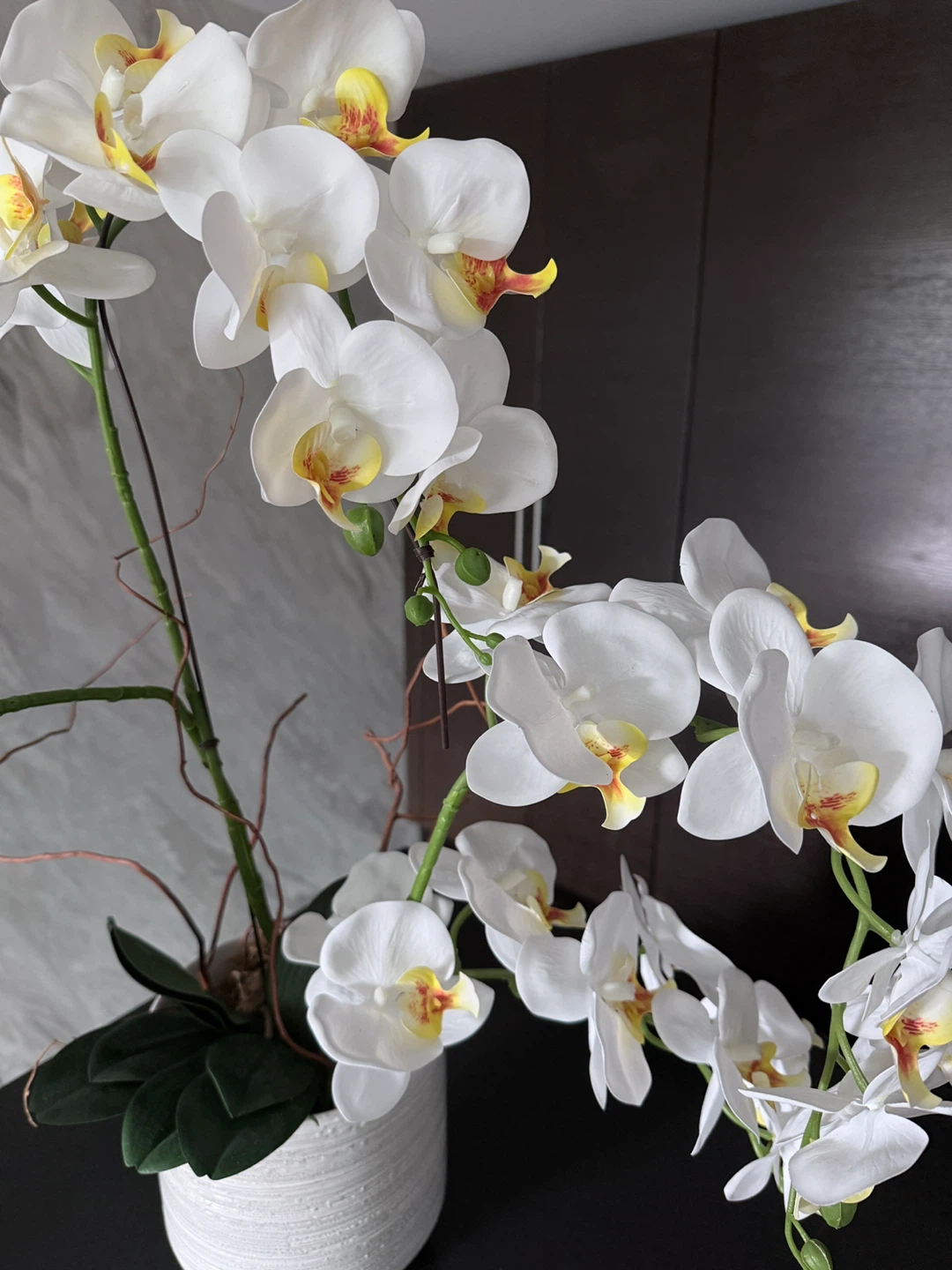 White Artificial Orchid Plant - photo 3