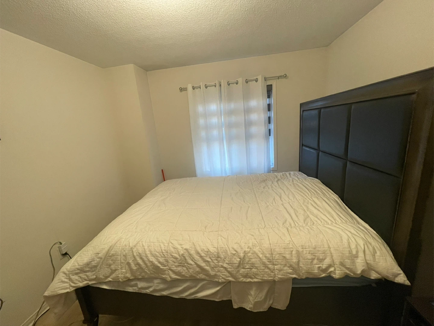 Dark Wood Bed Frame with Padded Headboard