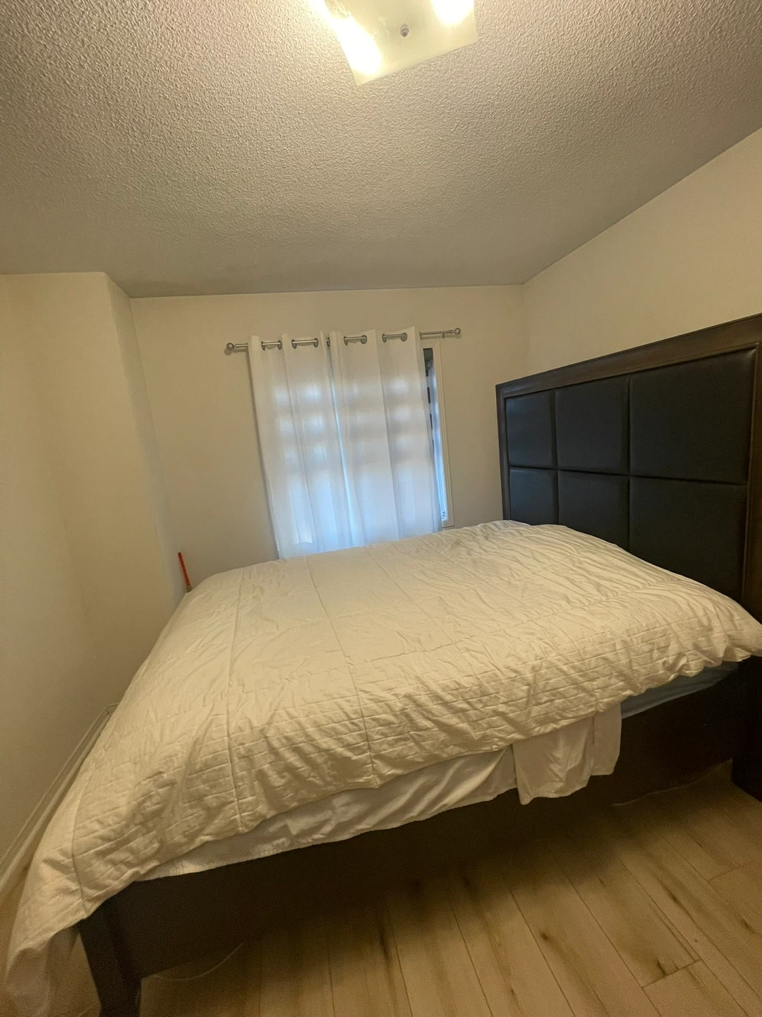 Dark Wood Bed Frame with Padded Headboard - photo 3