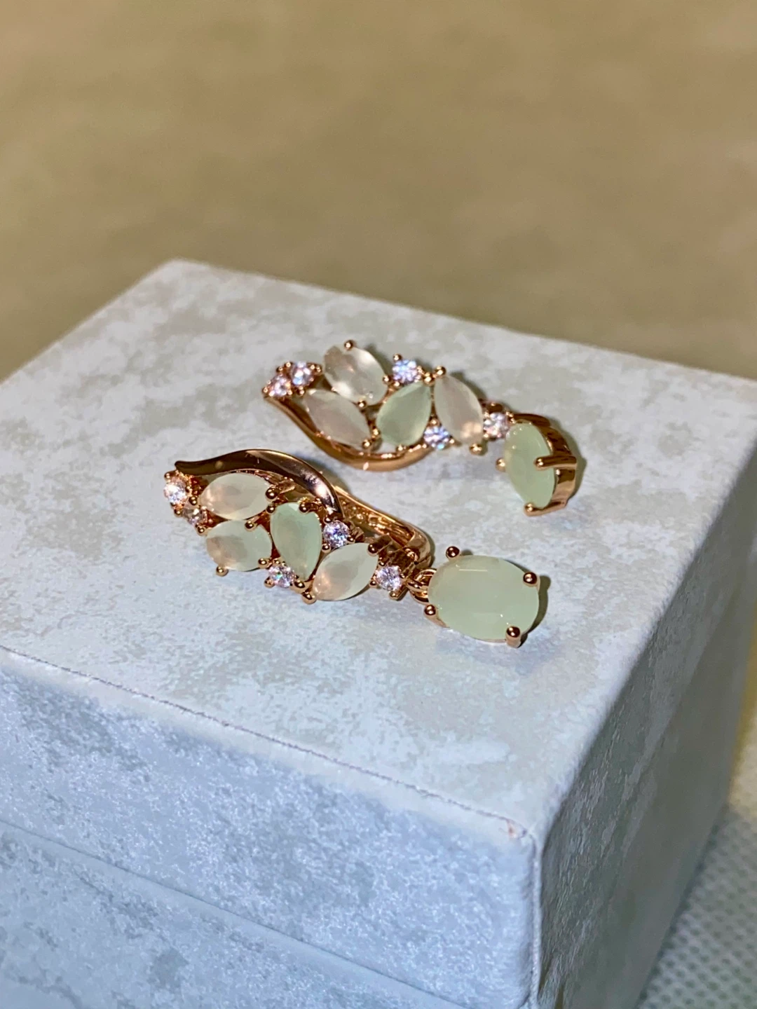 Rose Gold Gemstone Drop Earrings - photo 2