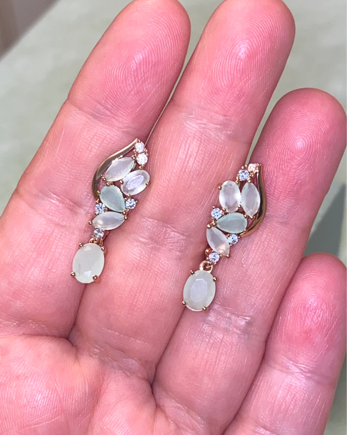 Rose Gold Gemstone Drop Earrings