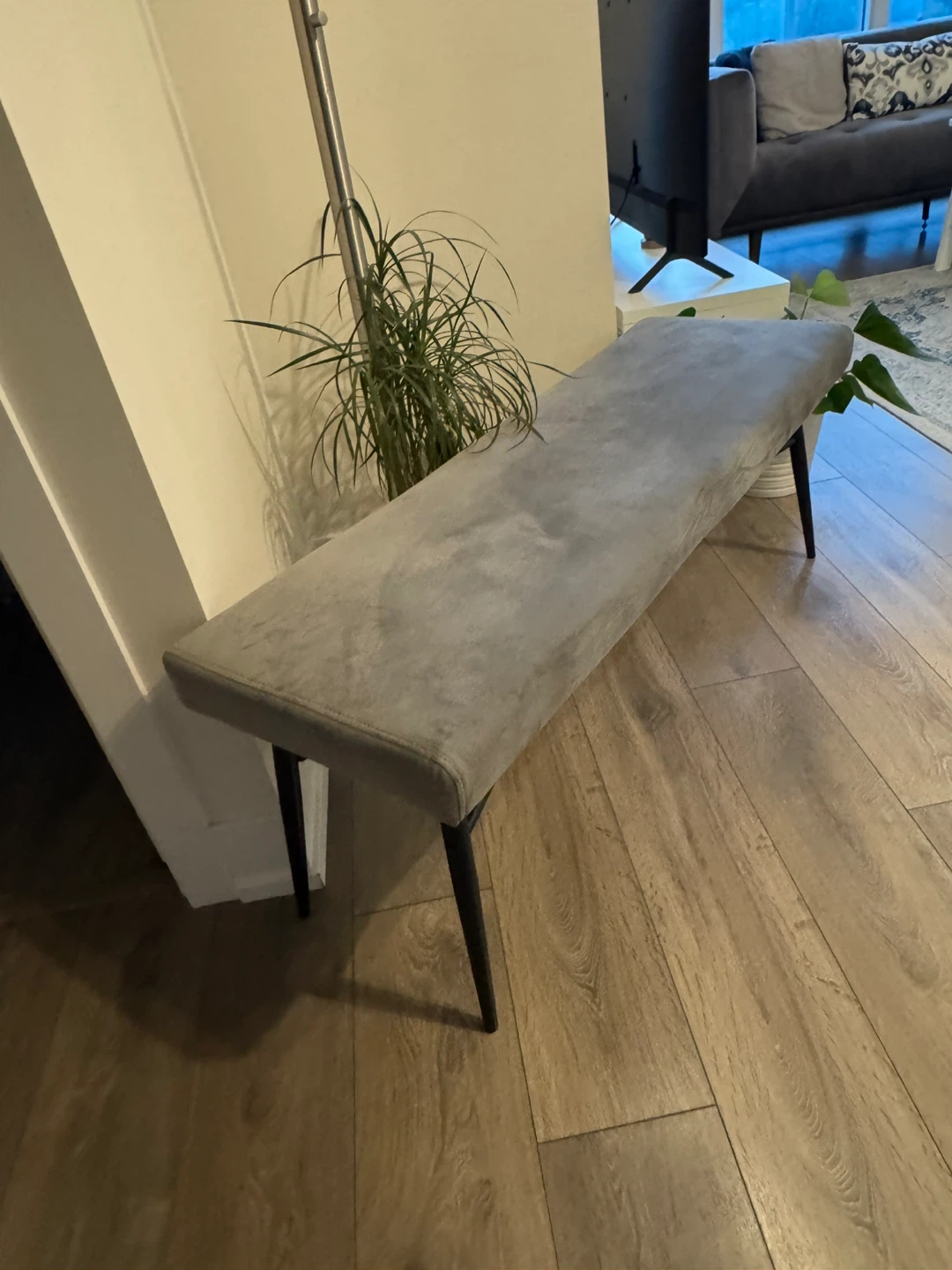 Grey Upholstered Bench - photo 2