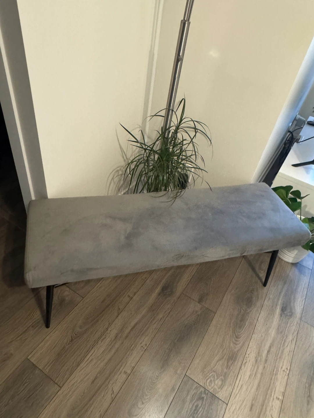 Grey Upholstered Bench - photo 3