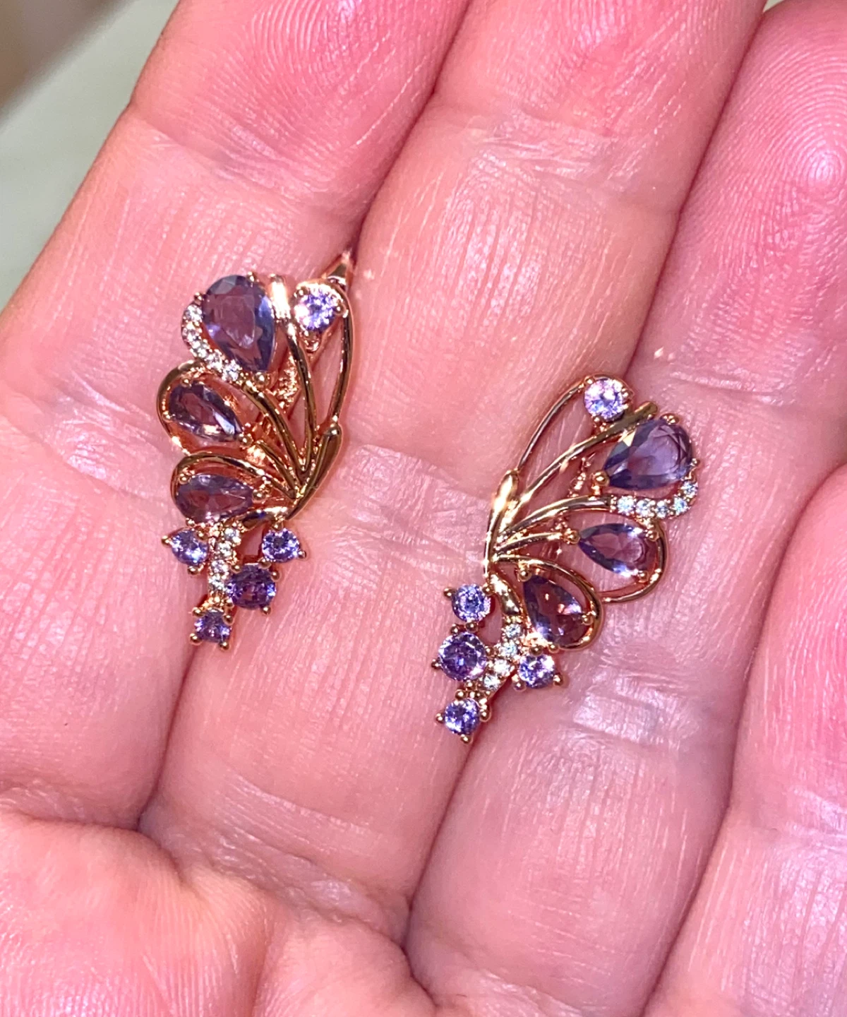 Butterfly Amethyst & Diamond Earrings