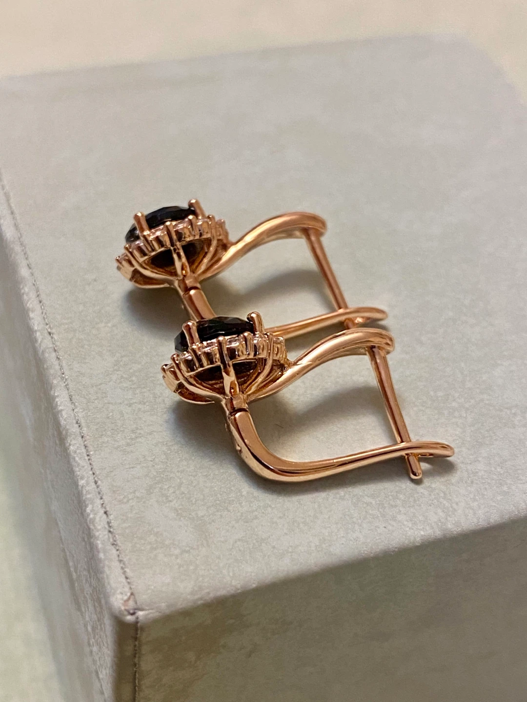 Rose Gold Black and White Stone Earrings - photo 3