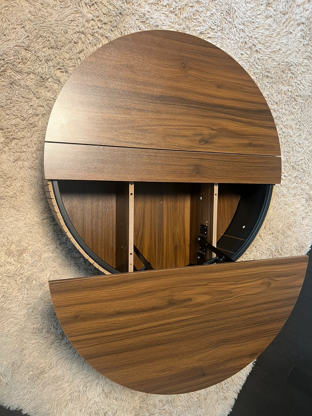 Round Walnut Lift-Top Coffee Table