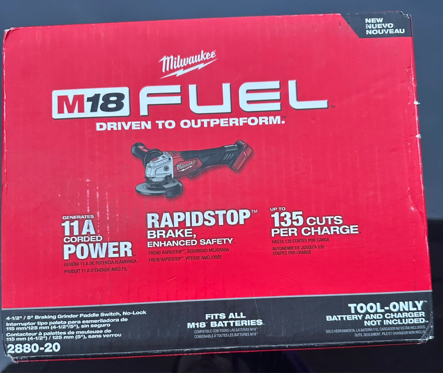 Milwaukee M18 FUEL 4-1/2" / 5" Grinder Paddle Switch, Tool-Only