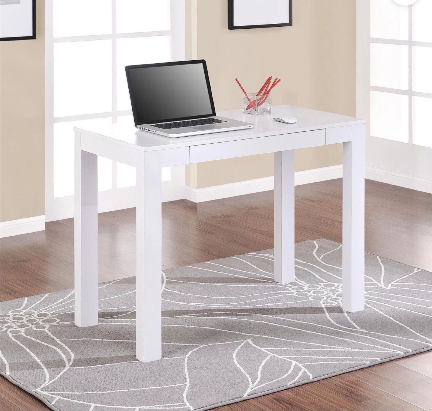 White Writing Desk with Drawer - photo 3