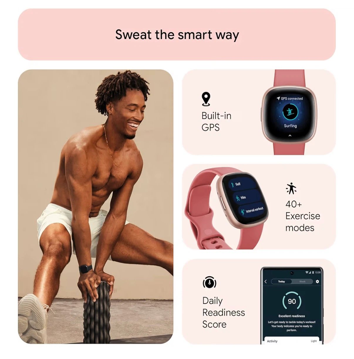 Fitbit Versa 4 Smartwatch Rosewood/Gold - photo 2