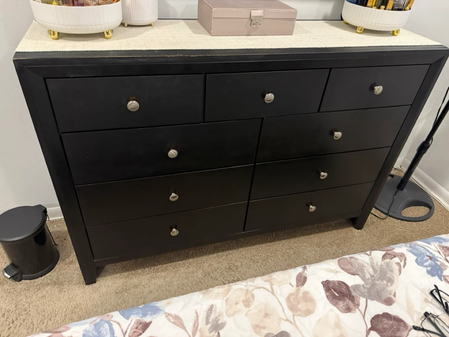 Black Wooden Bed Frame with Drawers - photo 4
