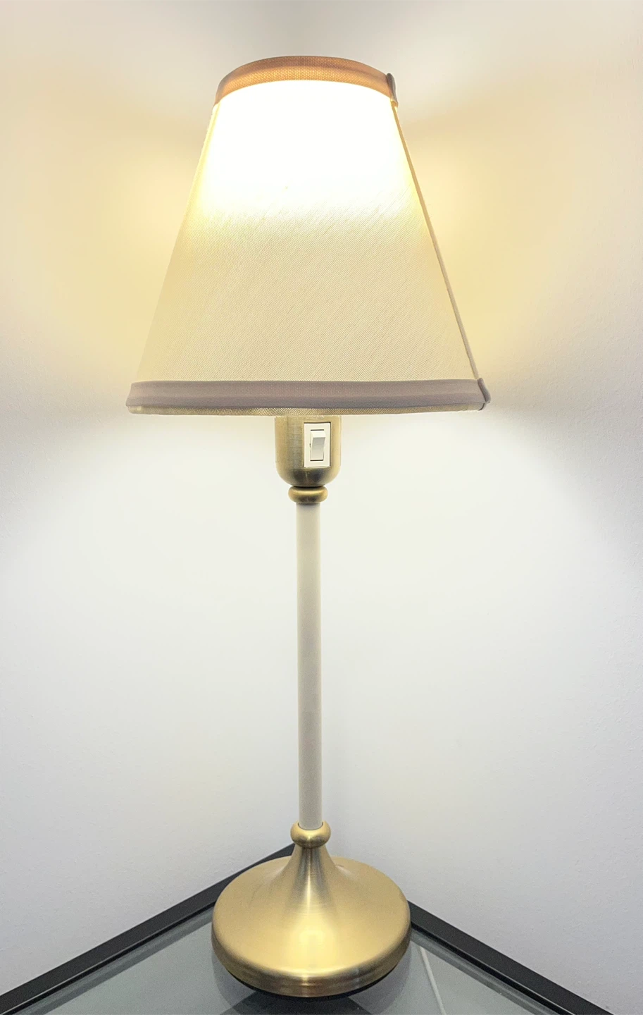 Brass and White Table Lamp with Bulb