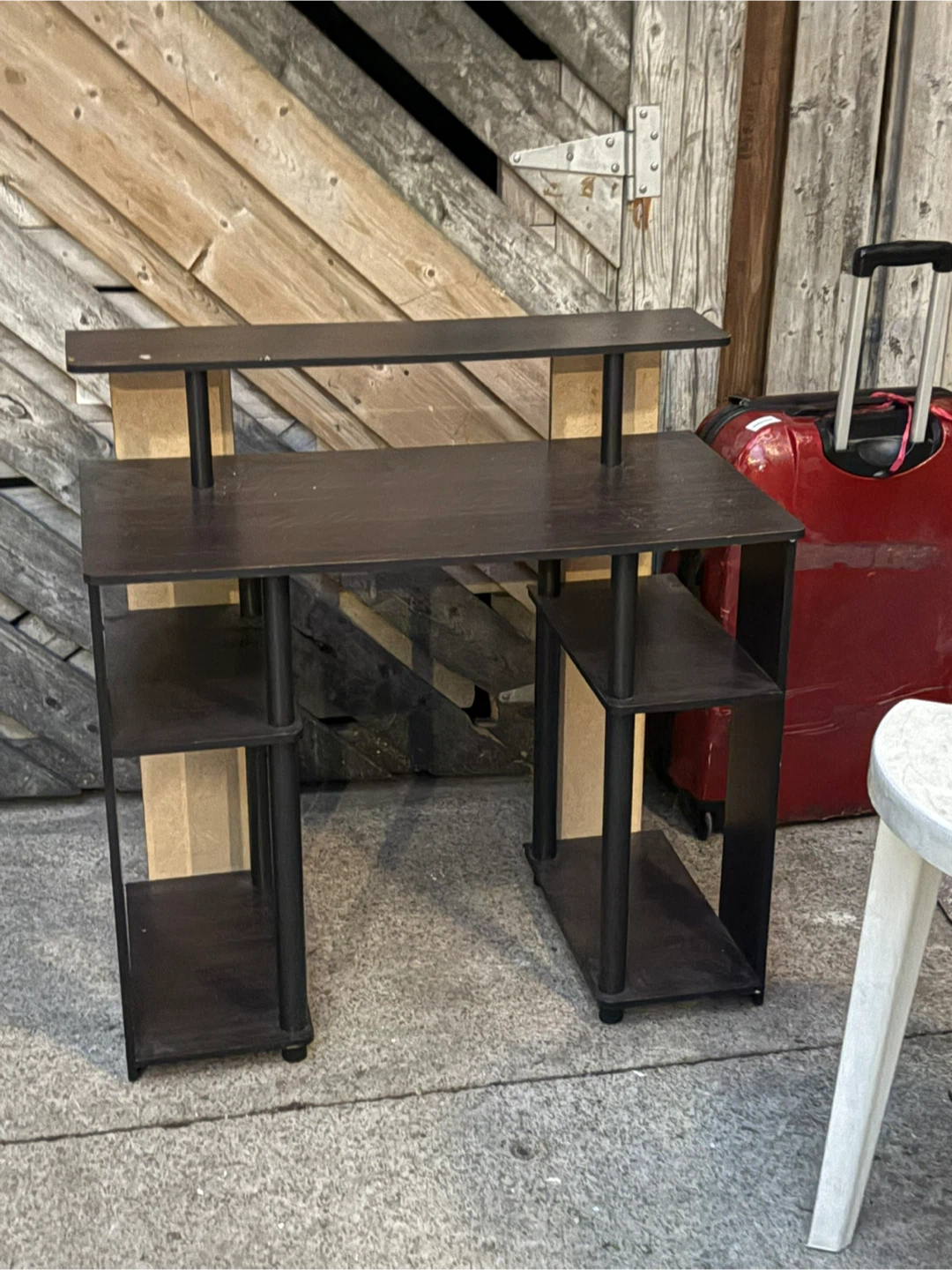 Dark Brown Computer Desk with Shelves