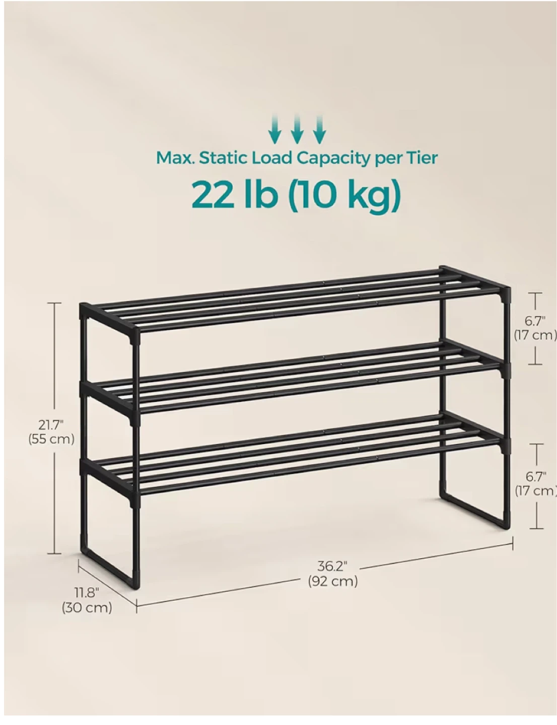 Shoe Rack, 3-Tier Shoe Organizer, - photo 3