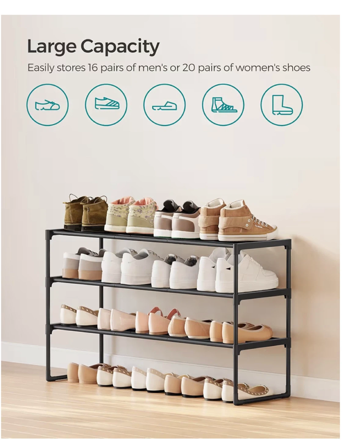 Shoe Rack, 3-Tier Shoe Organizer, - photo 2