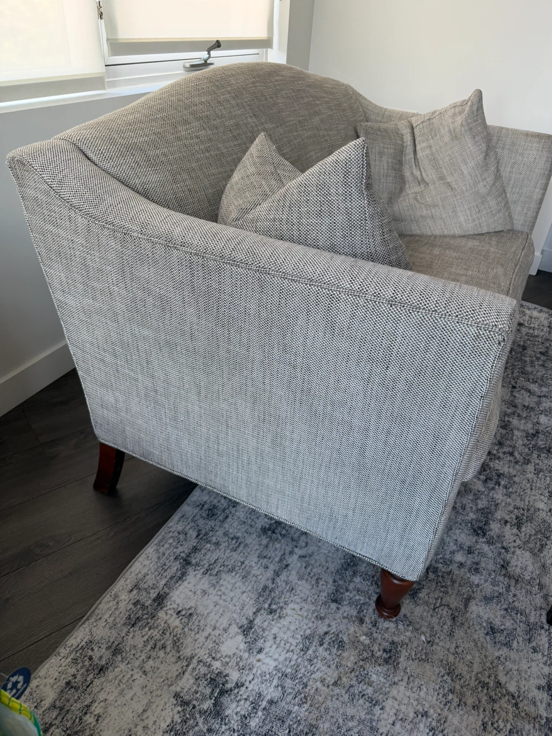 Gray Upholstered Loveseat with Accent Pillows - photo 2