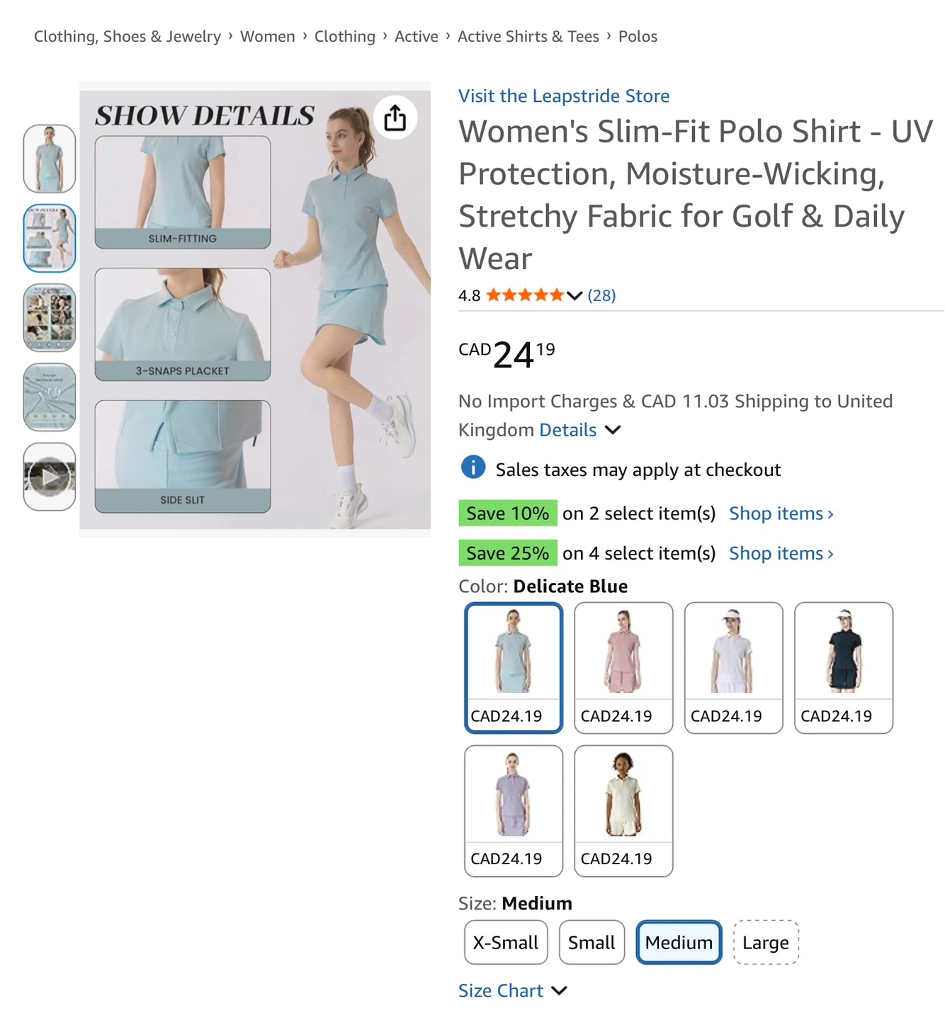 New Leapstride Women's Slim-Fit Polo Shirt - Medium - photo 2