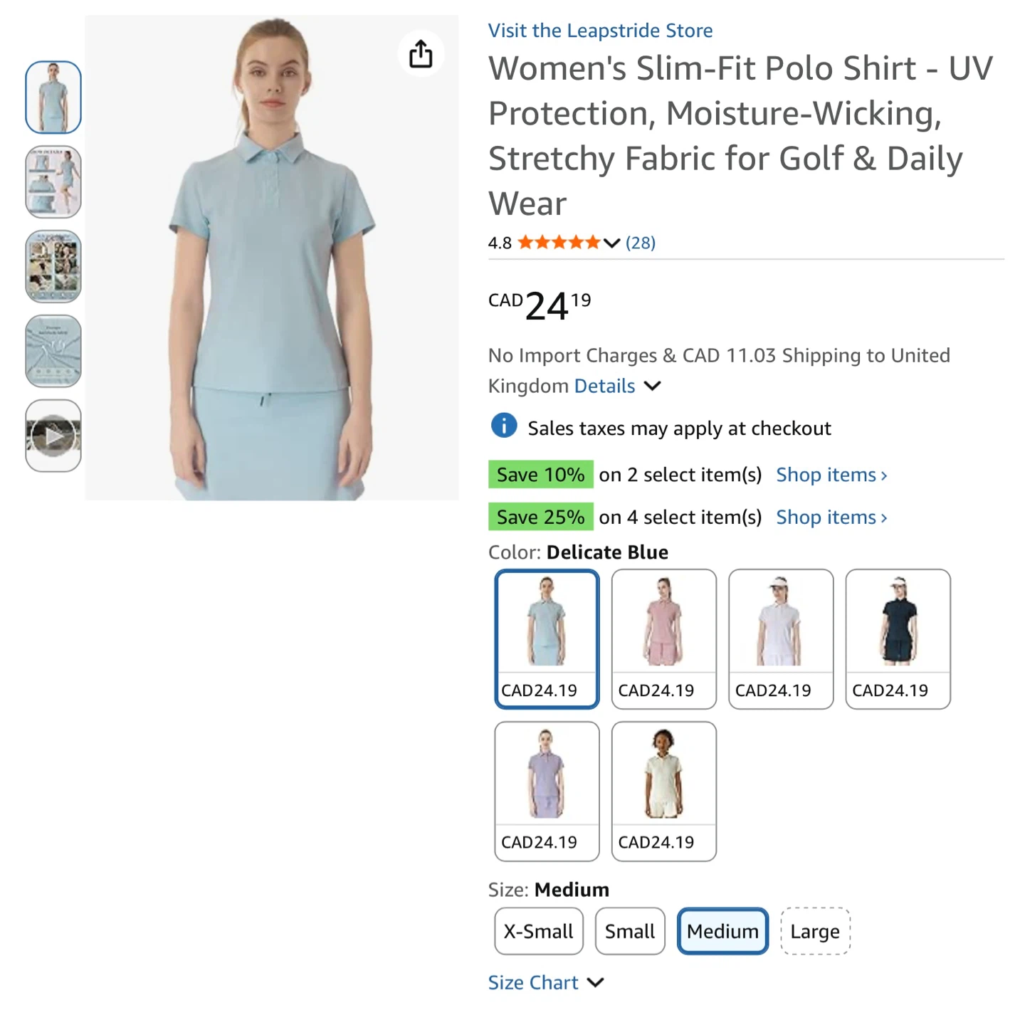 New Leapstride Women's Slim-Fit Polo Shirt - Medium