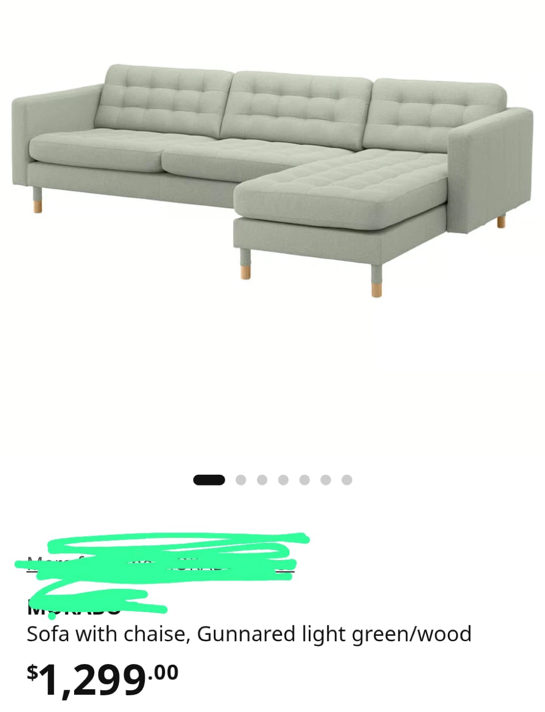 IKEA morabe sectional sofa. Mint condition - photo 4