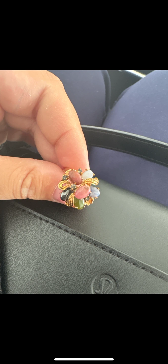 Gold Tone Ring with Gemstones