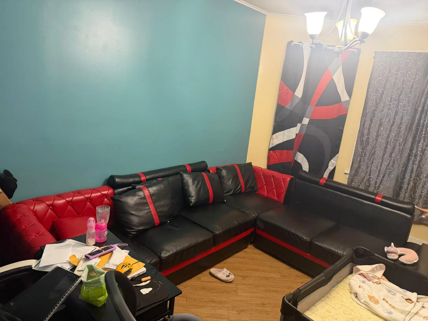 Black and Red Sectional Sofa - photo 3