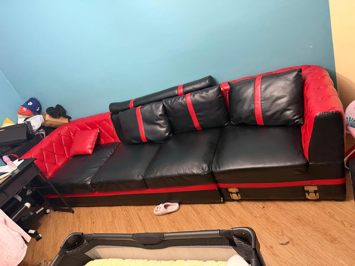 Black and Red Sectional Sofa - photo 4