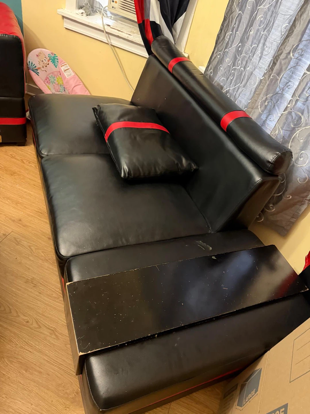 Black and Red Sectional Sofa - photo 2