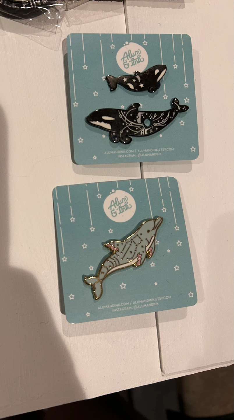 Orca and Dolphin Enamel Pins - photo 3