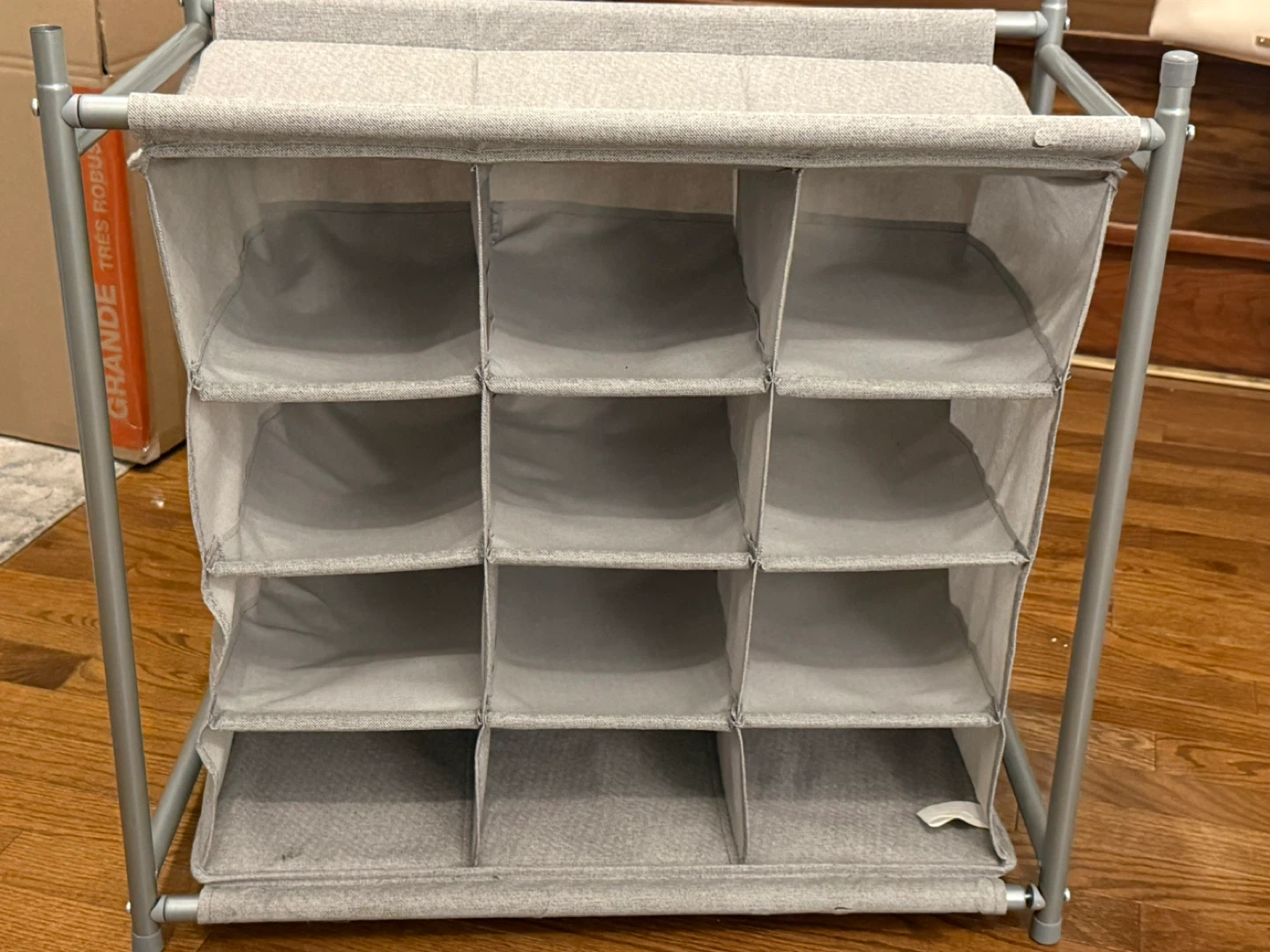 Grey Fabric Storage Organizer with Metal Frame
