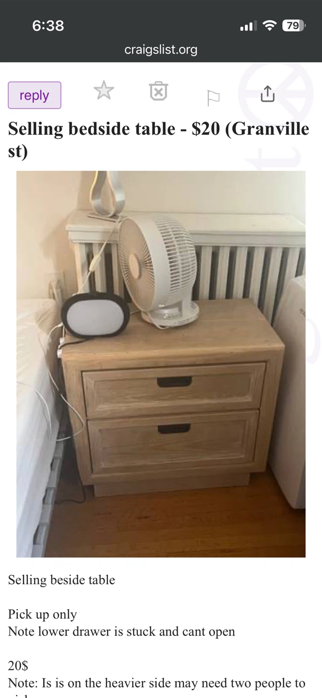 Wooden bedside table