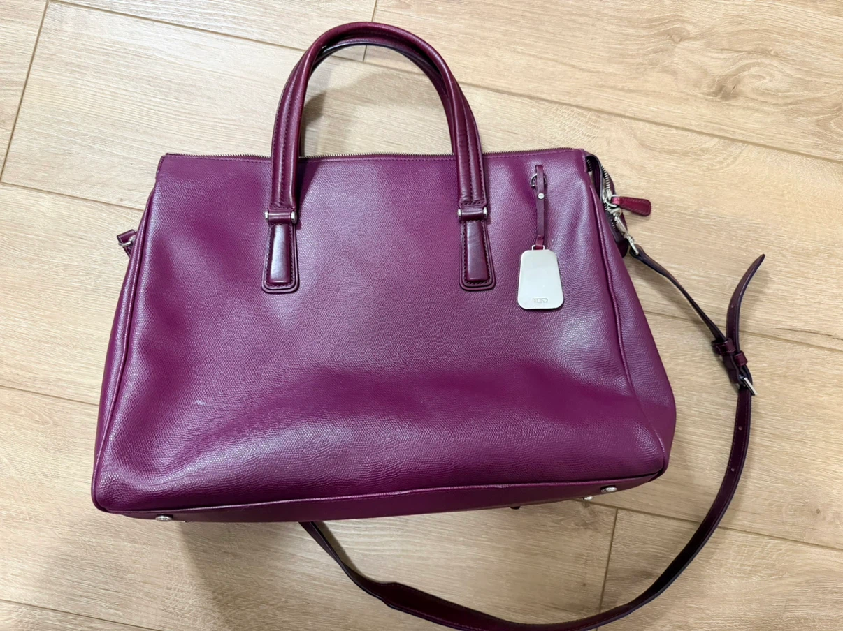 Tumi Purple Leather Tote Bag