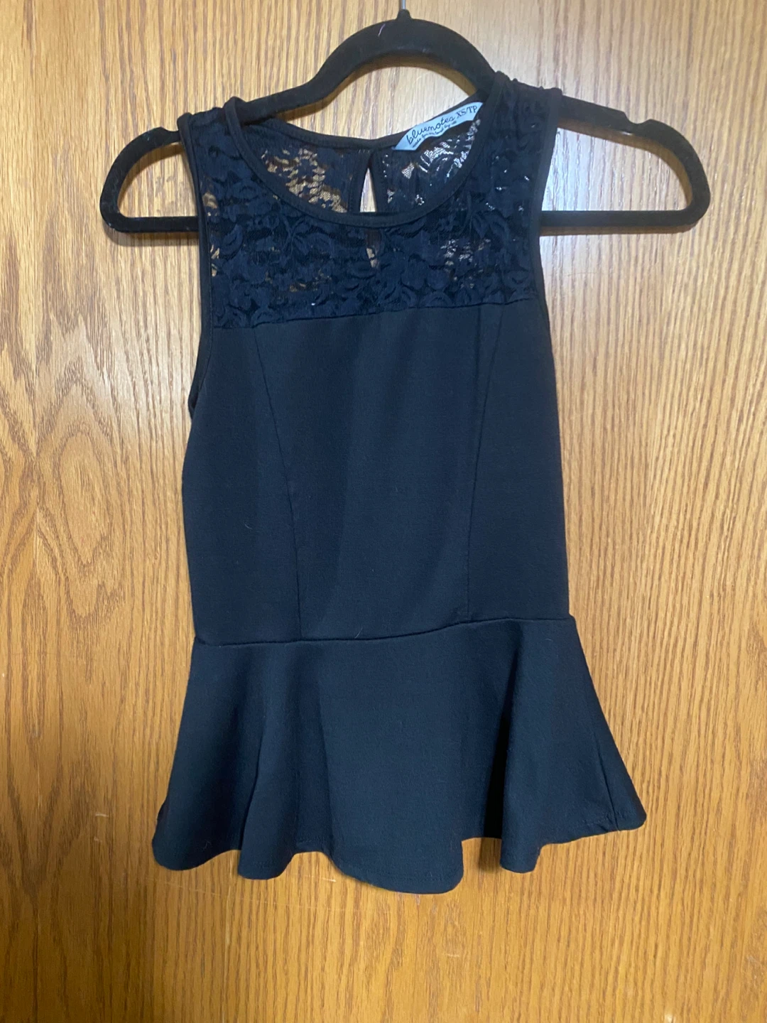 Black Lace Peplum Top