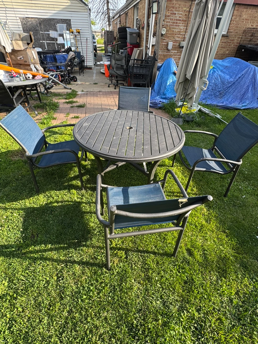 Round Patio Dining Set with 4 Chairs - photo 2