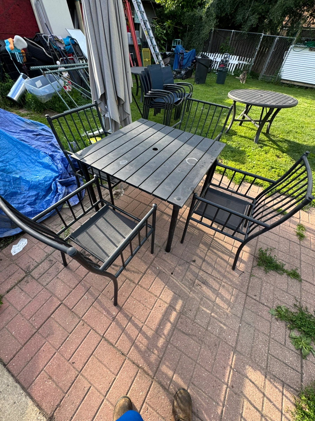 Square Metal Patio Dining Set with 4 Chairs
