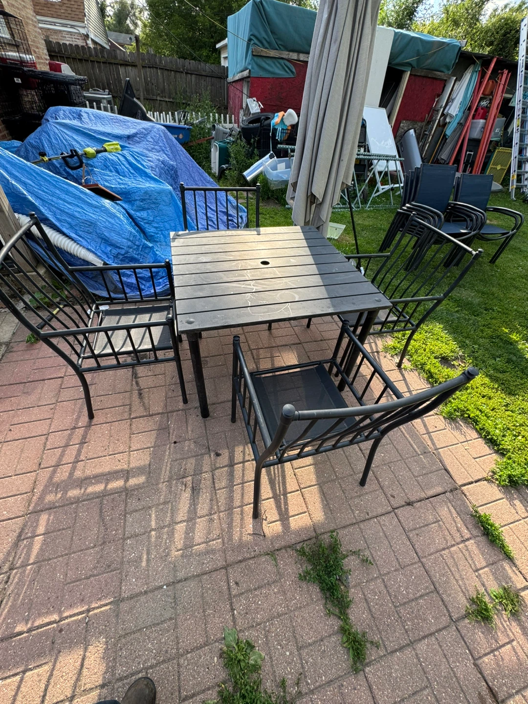 Square Metal Patio Dining Set with 4 Chairs - photo 2