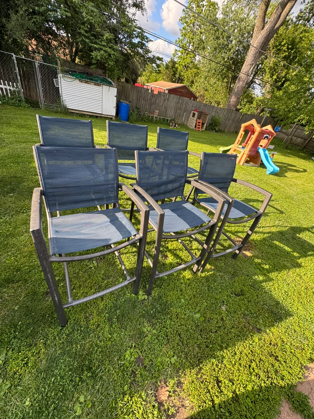Set of 6 Dark Blue Outdoor Bar Stools - photo 3