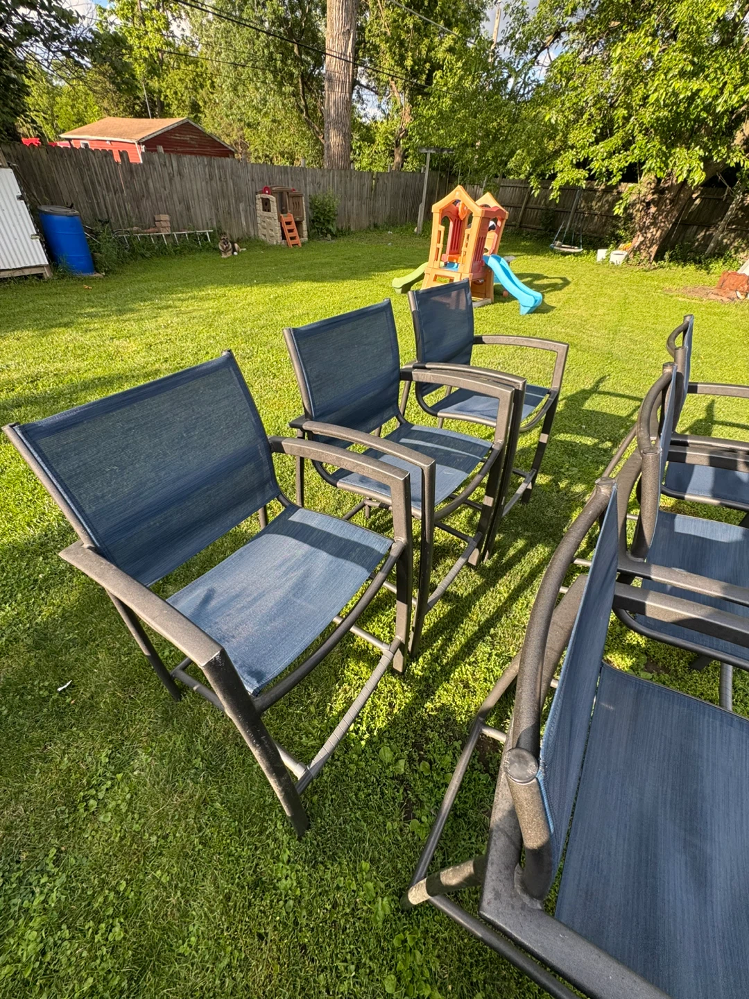 Set of 6 Dark Blue Outdoor Bar Stools - photo 4