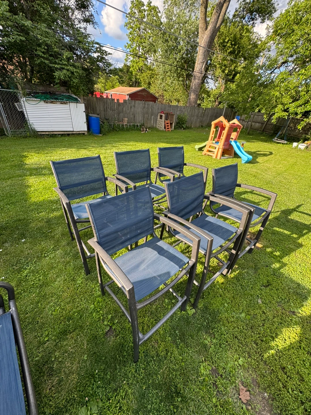 Set of 6 Dark Blue Outdoor Bar Stools - photo 2