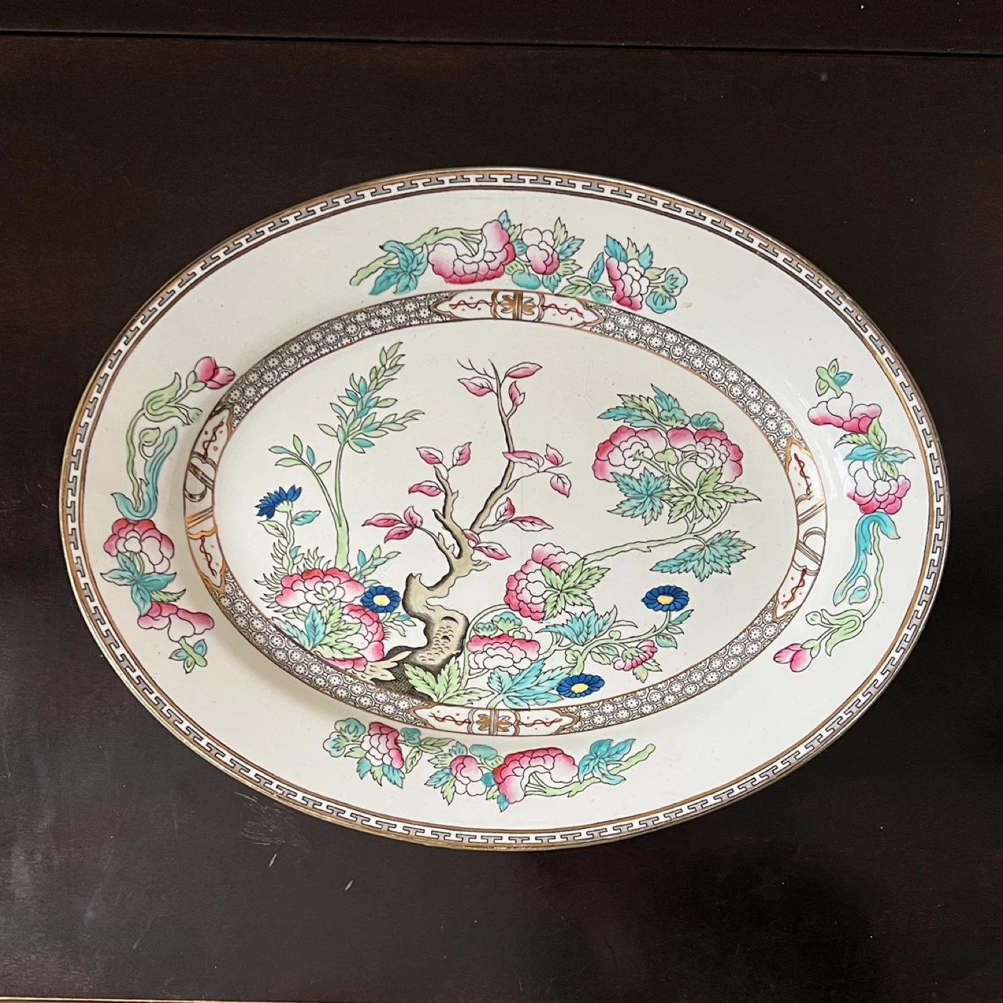 Antique Indian Tree Oval Serving Platter by J&G Meakin England