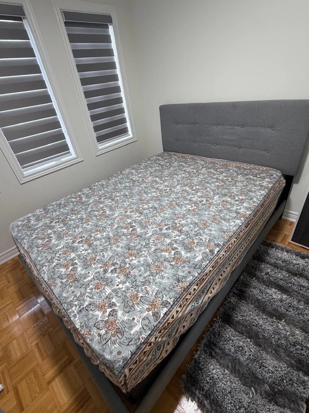 Grey Tufted Headboard Bed Frame