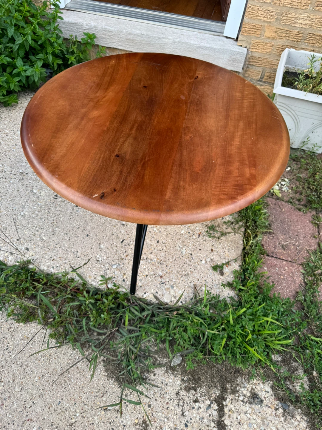 Round Wood Top Side Table