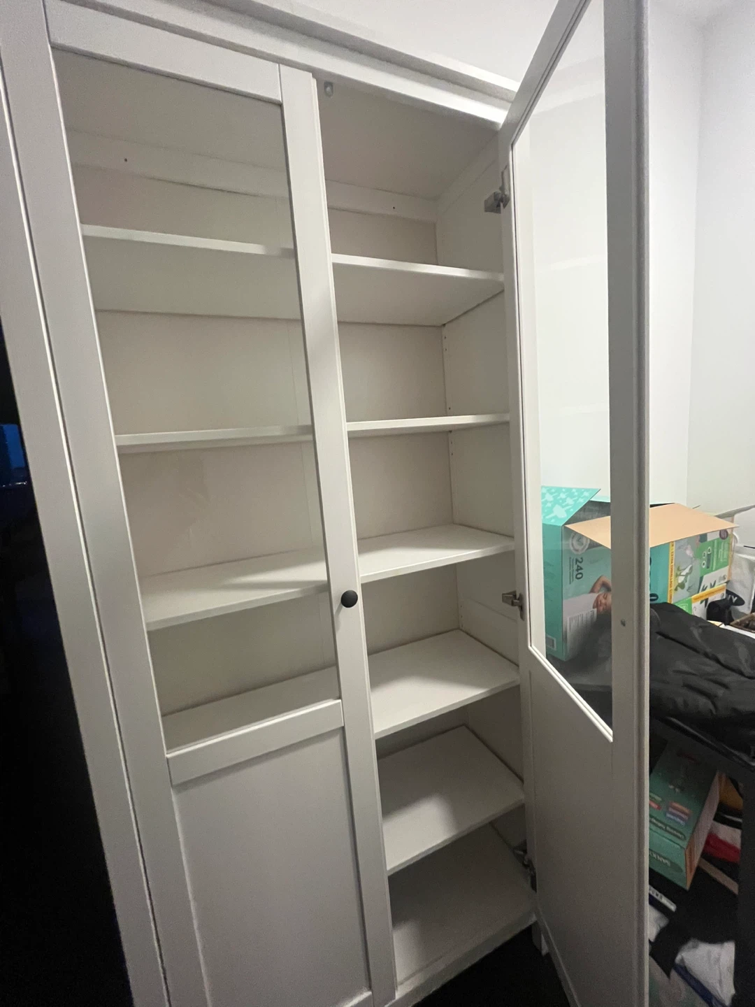 Moving Out Sale- Brand New White Glass Cupboard