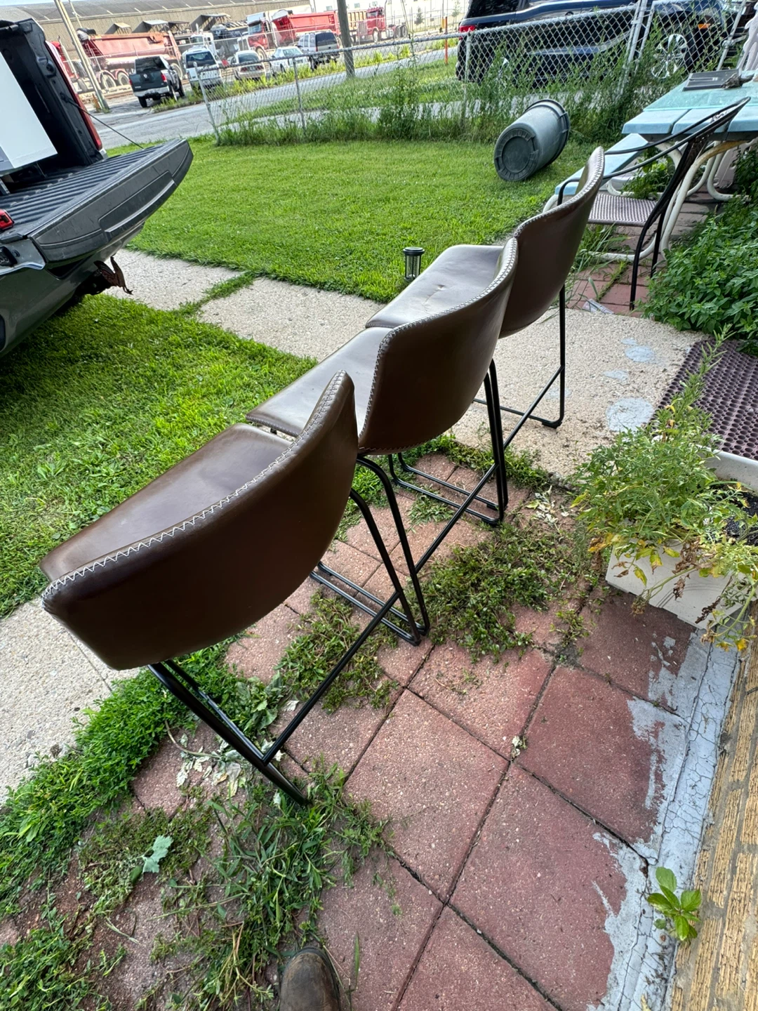 Set of 3 Brown Faux Leather Bar Stools - photo 3