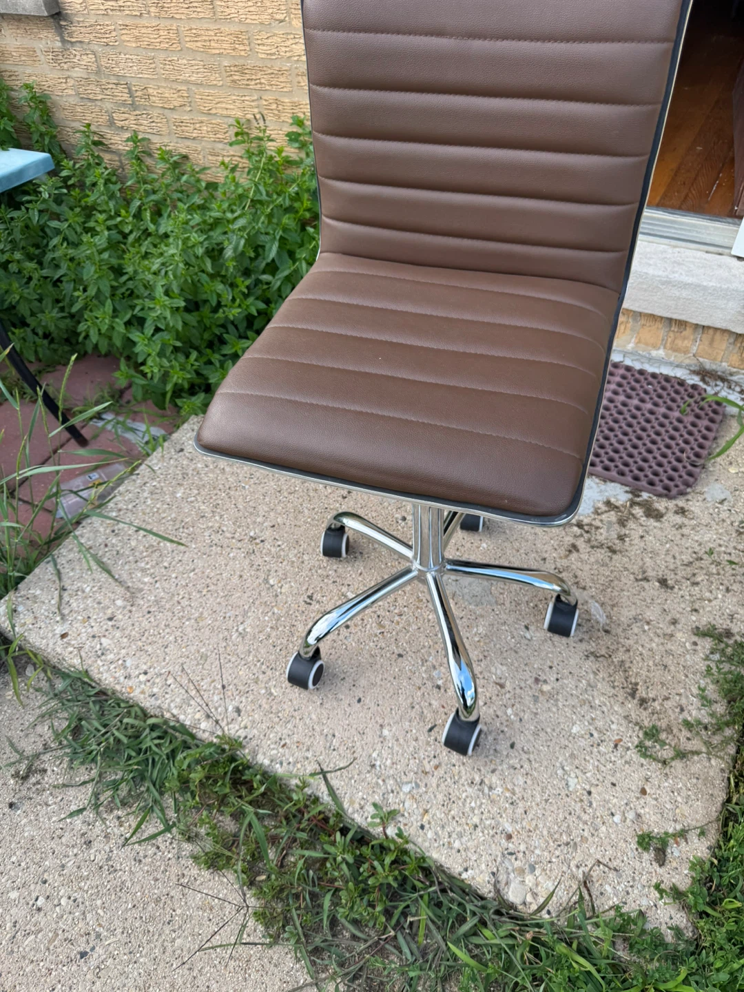Brown Faux Leather Office Chair with Wheels
