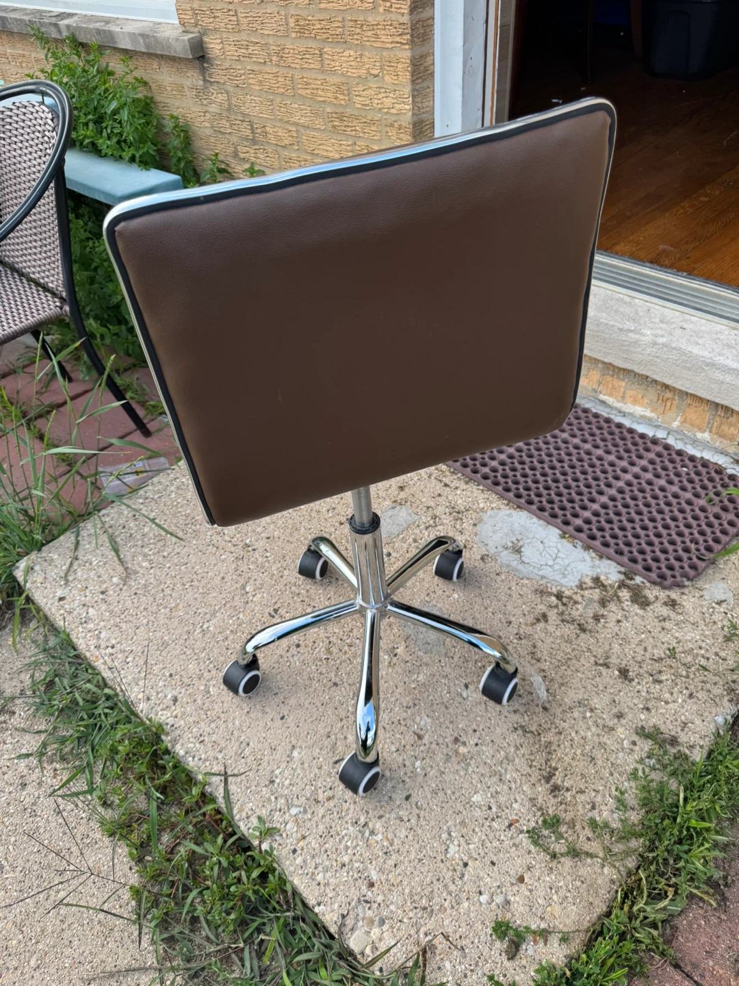 Brown Faux Leather Office Chair with Wheels - photo 2